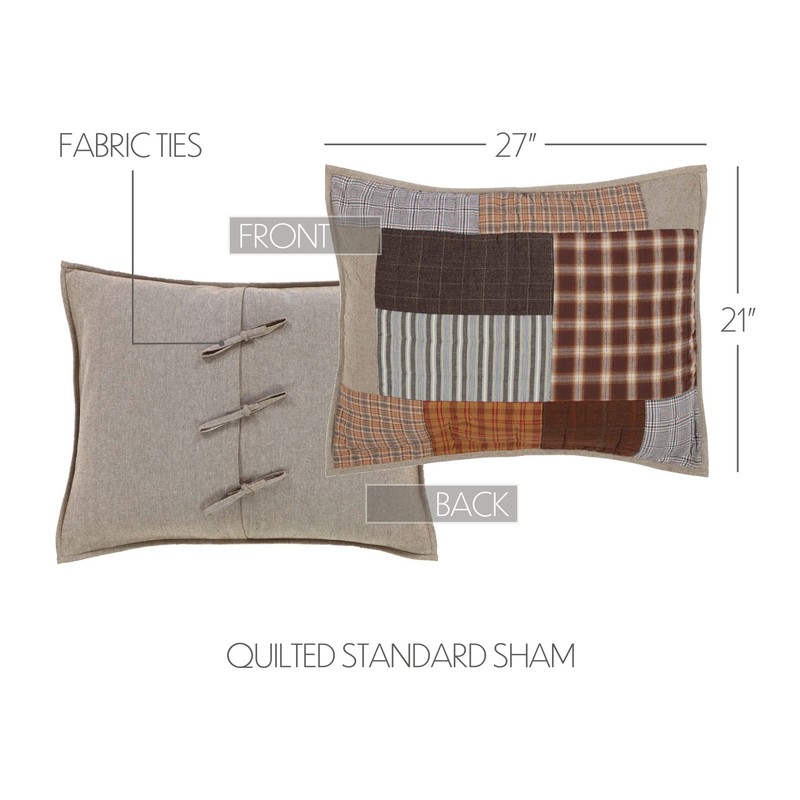 Rustic Standard Sham Grey Patchwork Rory Chambray Hand Bedroom Decor VHC Brands gallery