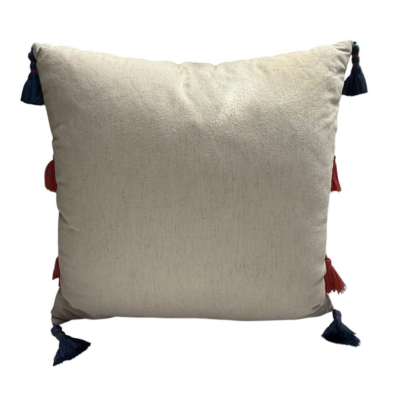 Opalhouse Embroidered Blue Leopard Throw Pillow Linen Tassels Palm Trees Jungle gallery
