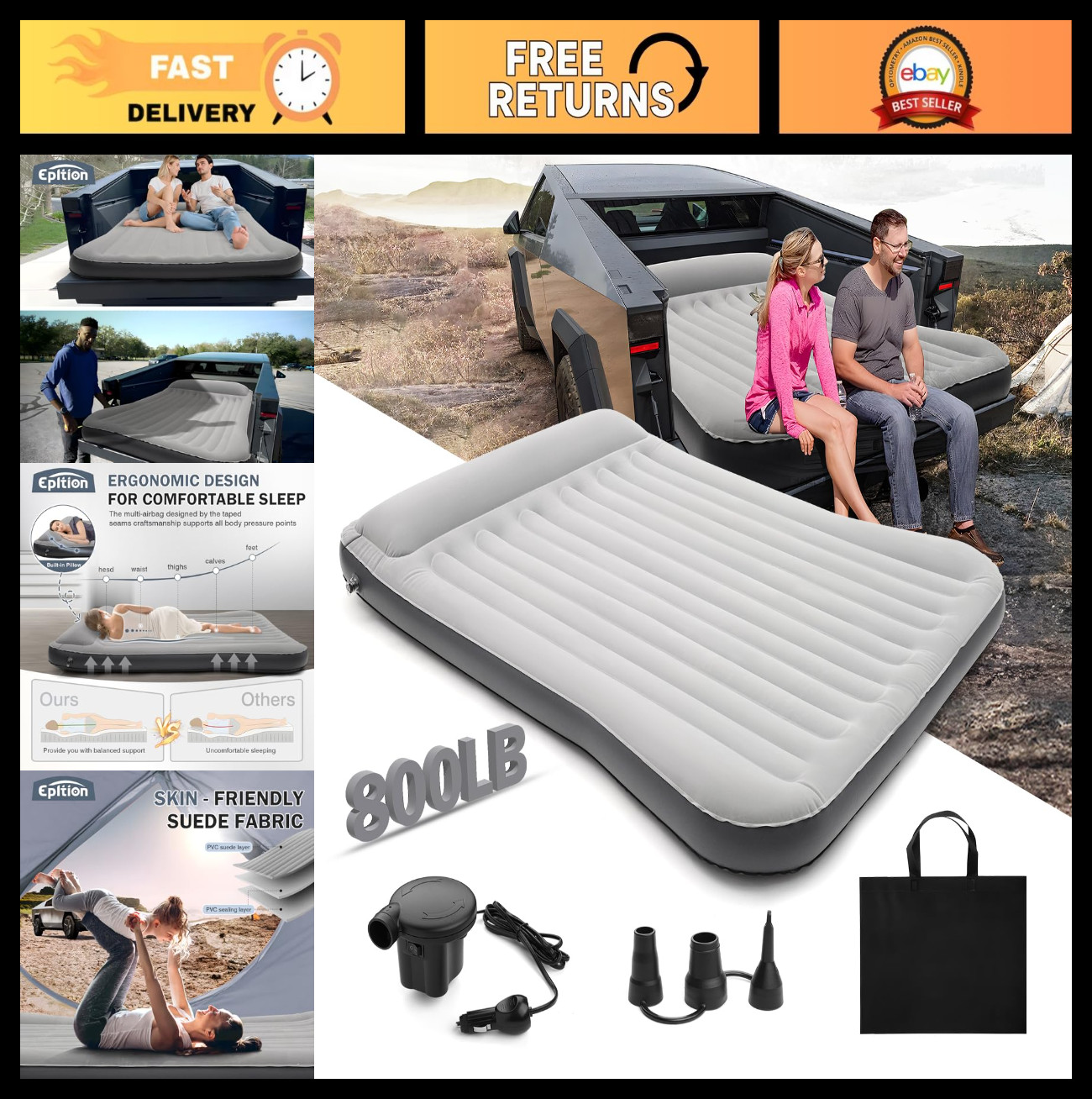 Custom Fit Air Mattress for Tesla Cybertruck 2024-2025 - Portable, 800lb Capacit gallery
