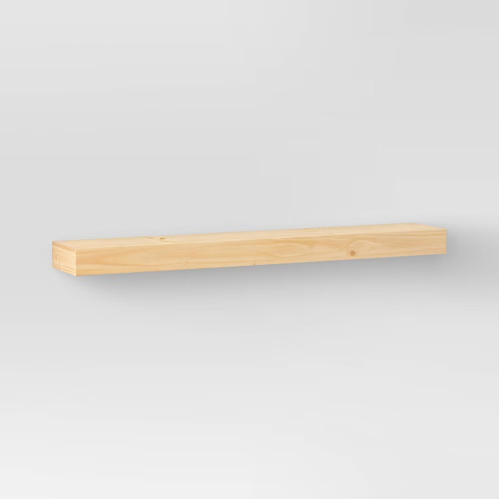 36" Floating Wood Shelf Natural - Threshold gallery