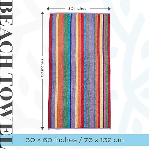 Bath Sheet Towels Large Size 30x60 Rainbow Cabana Stripe 4 Pk Highly Absorbent gallery
