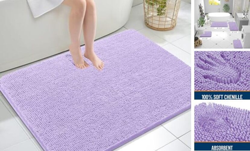 Large Bathroom Rugs 40x32, Extra Soft Absorbent Chenille 40" x 32" Lavender gallery