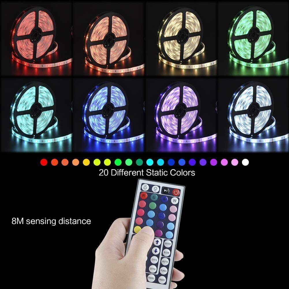 32ft 5050 RGB LED Strip Lights Remote Control Bedroom for Indoor Outdoor Use gallery