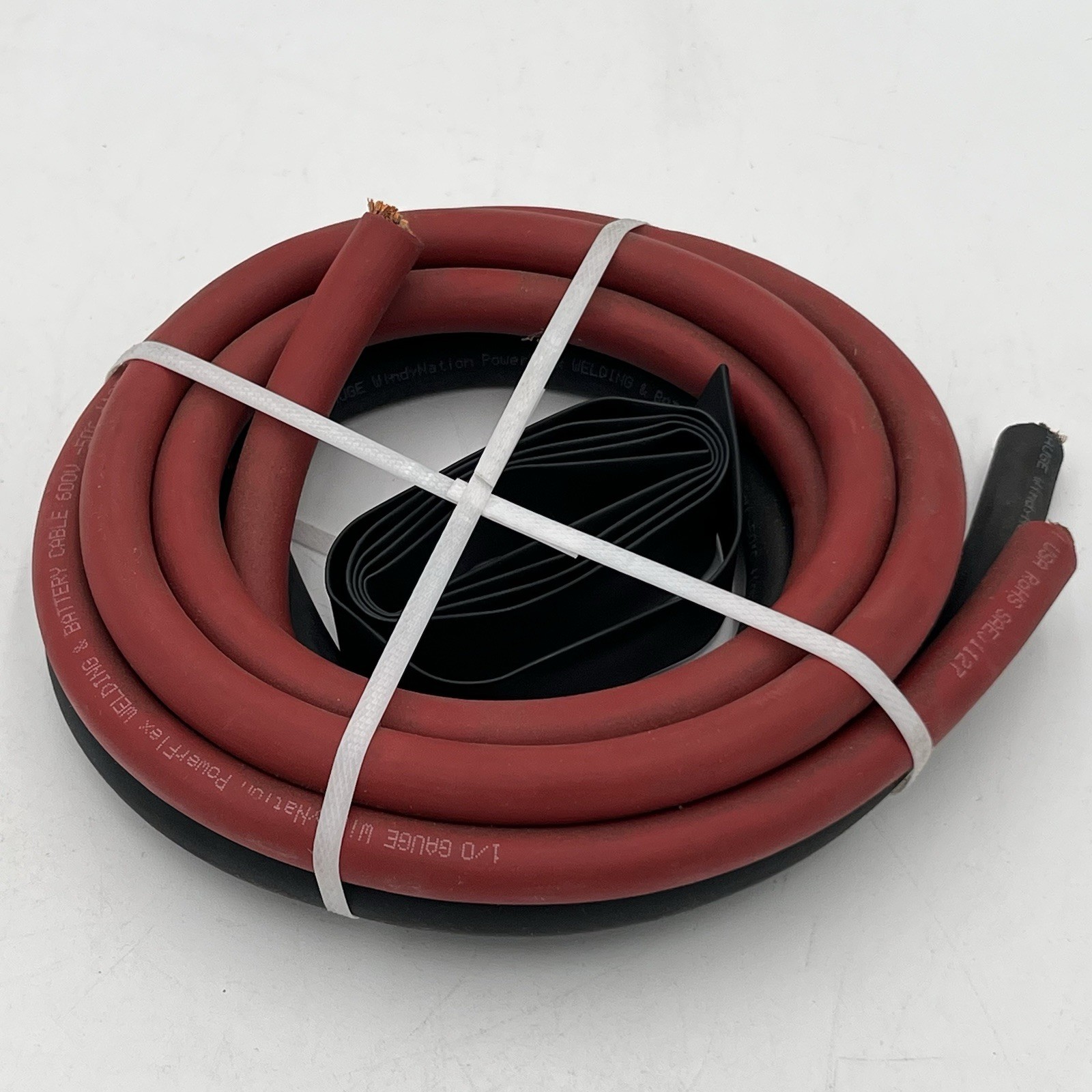 NEW!! 1/0 AWG 5' Red & Black Welding Cable Kit - 10pc 3/8" Lugs & 3' Heat Shrink gallery