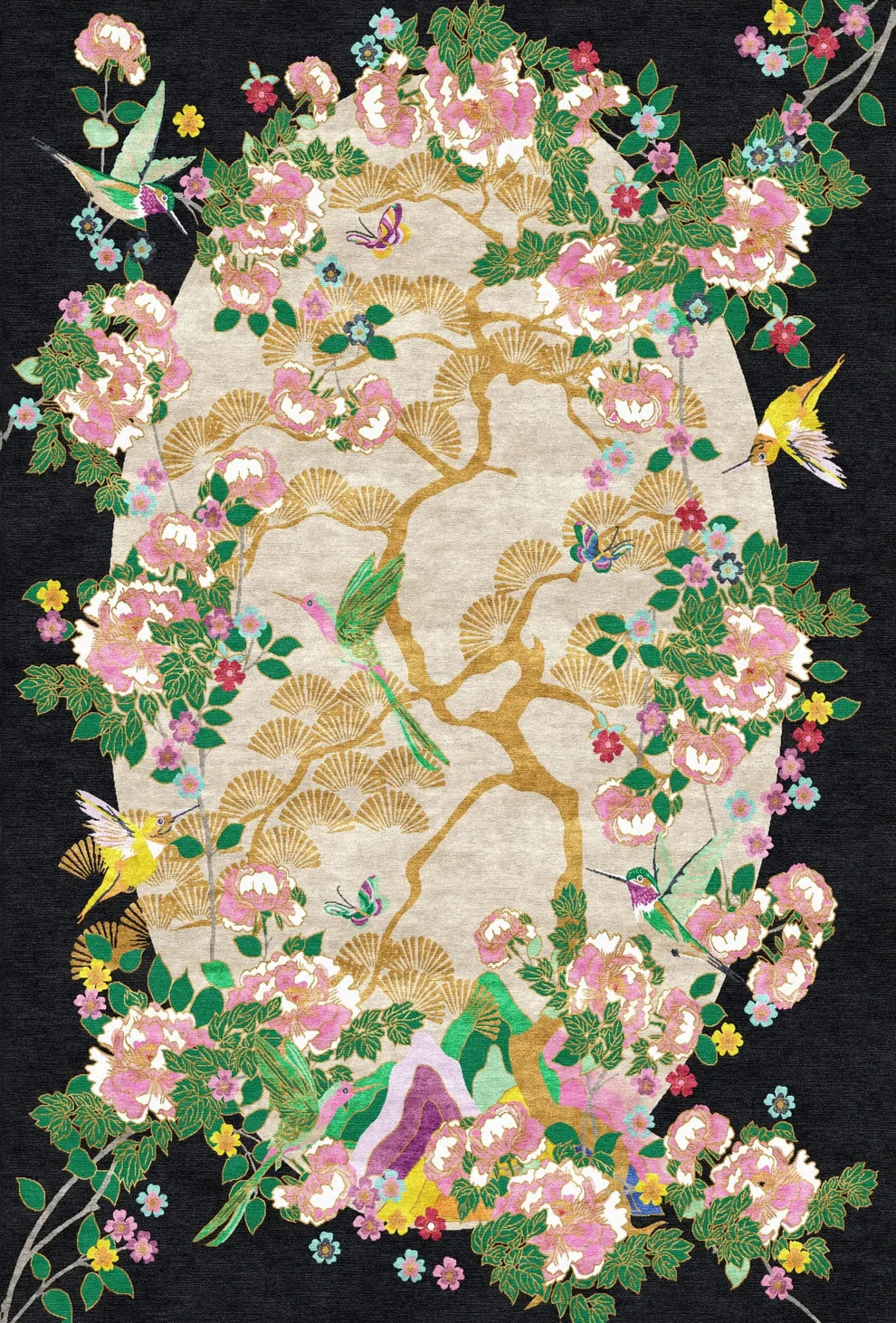 Wendy Morrison Mount Orient Nature Rug Hand-Tufted Chinoiserie Floral Wool Carpe gallery