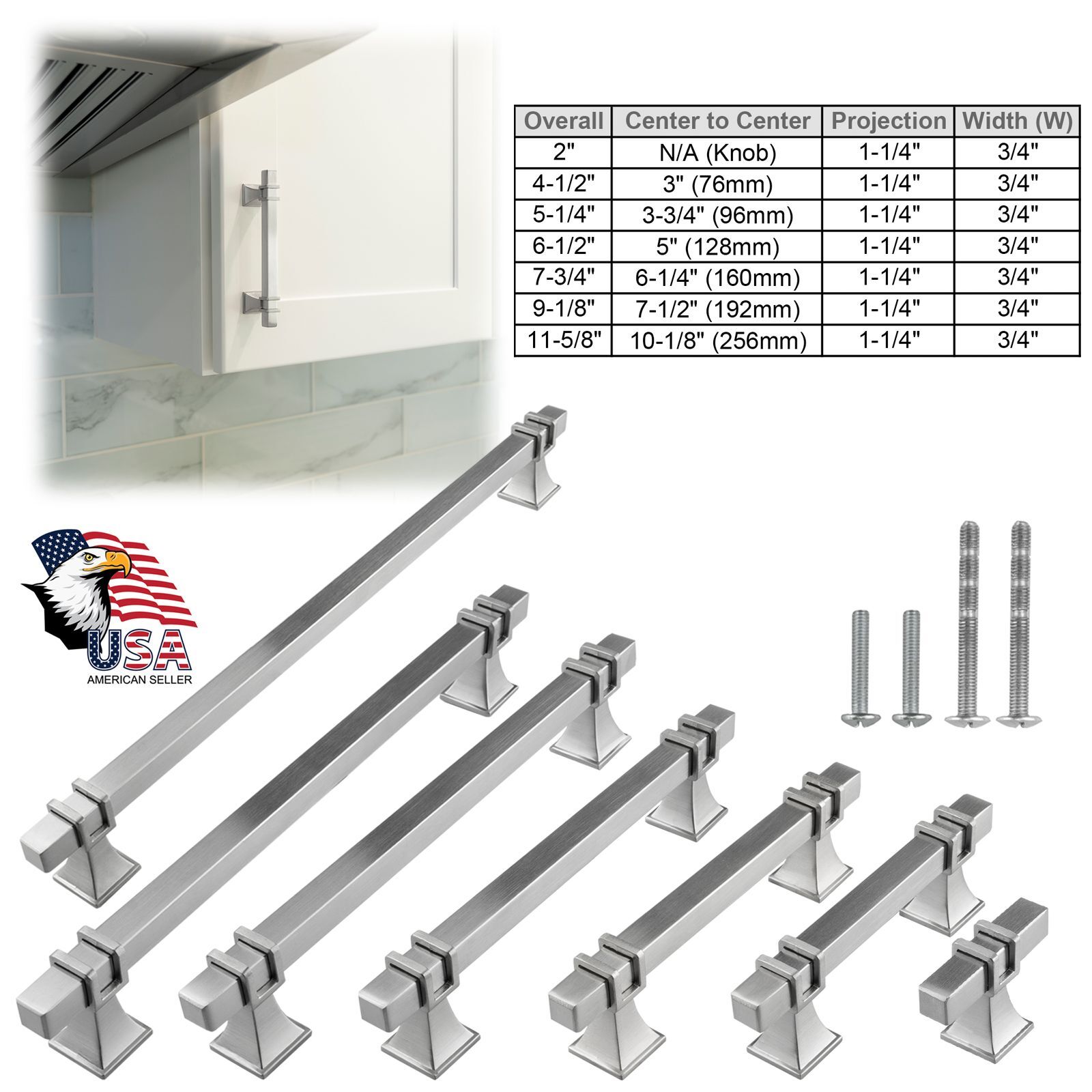 Brushed Nickel Traditional Kitchen Cabinet Handles Pulls Knobs Stainless Steel gallery