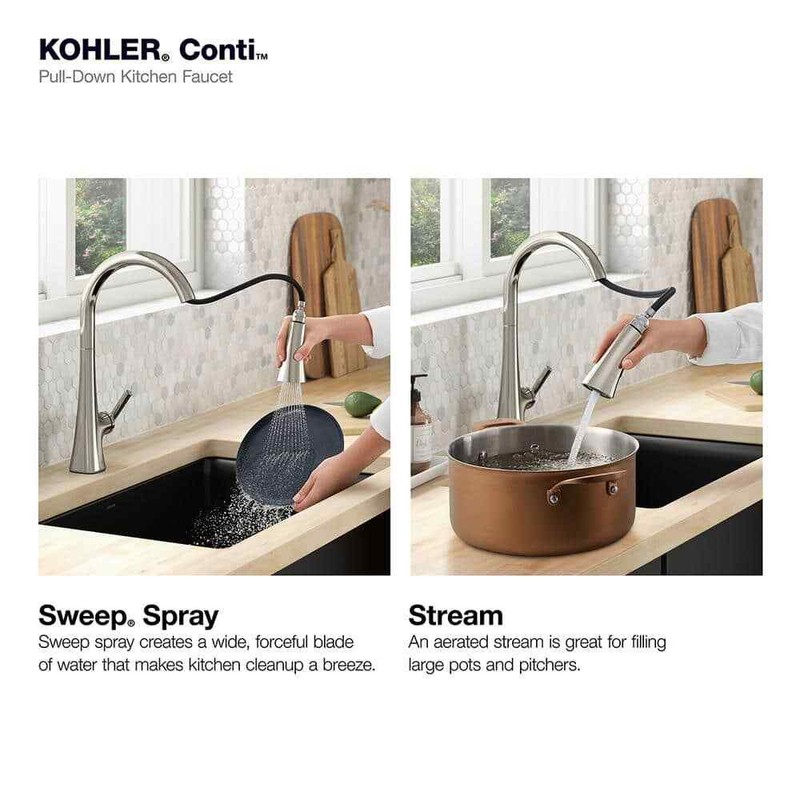 KOHLER Conti Pull Down Sprayer Kitchen Faucet in Vibrant Polished Nickel gallery
