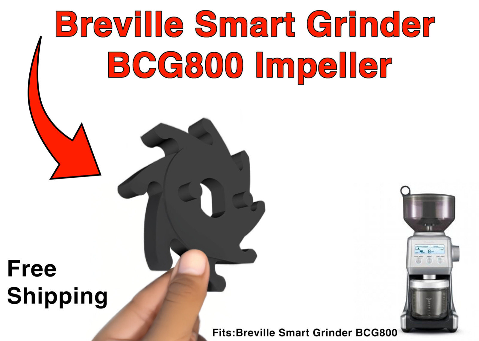 Impeller for Breville Smart Grinder Pro BCG800 3D Printed PETG FREE SHIPPING USA gallery