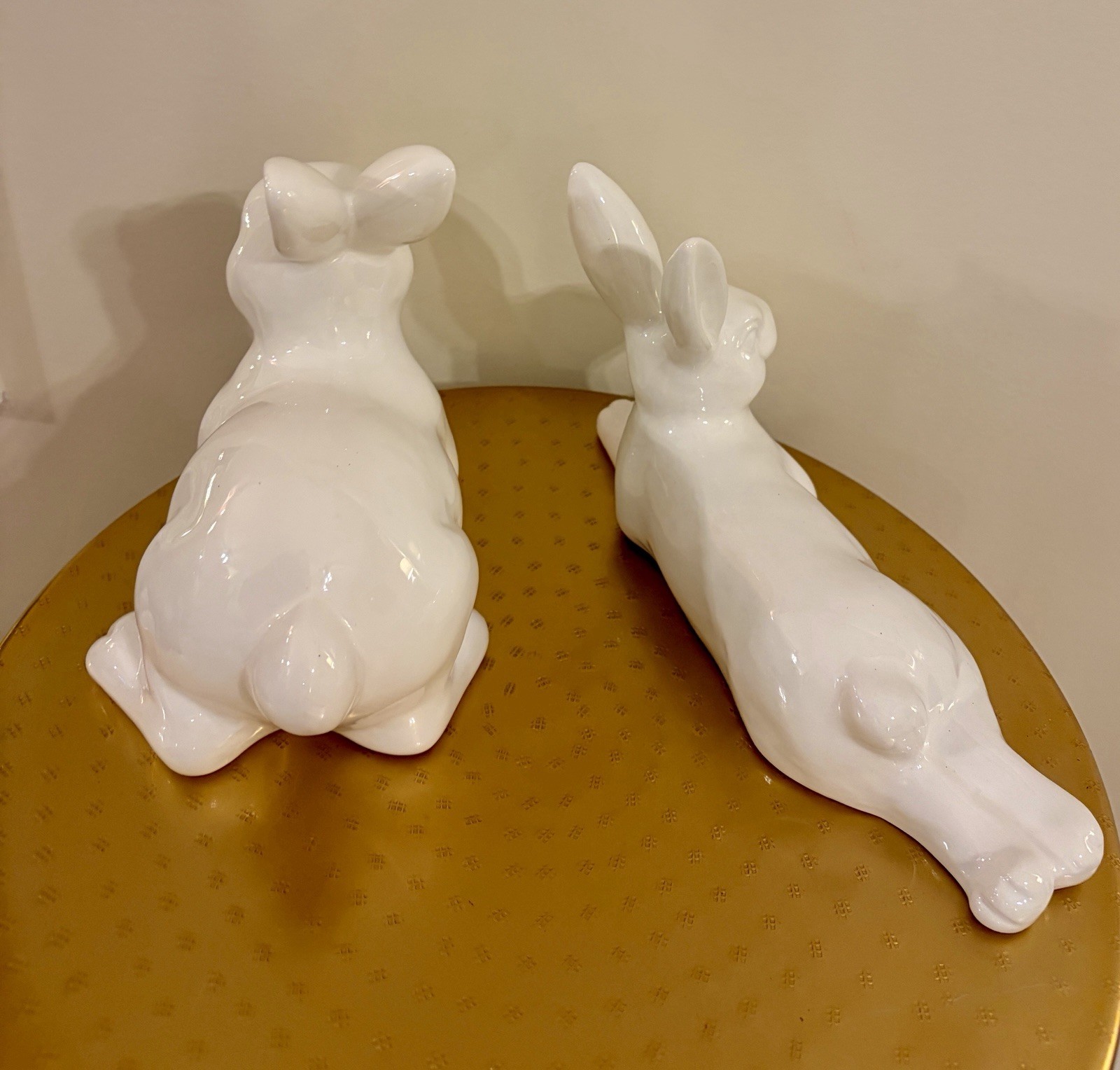 Easter Bunny Figurines Rabbits Ceramic White My Texas House Set Of 2 gallery