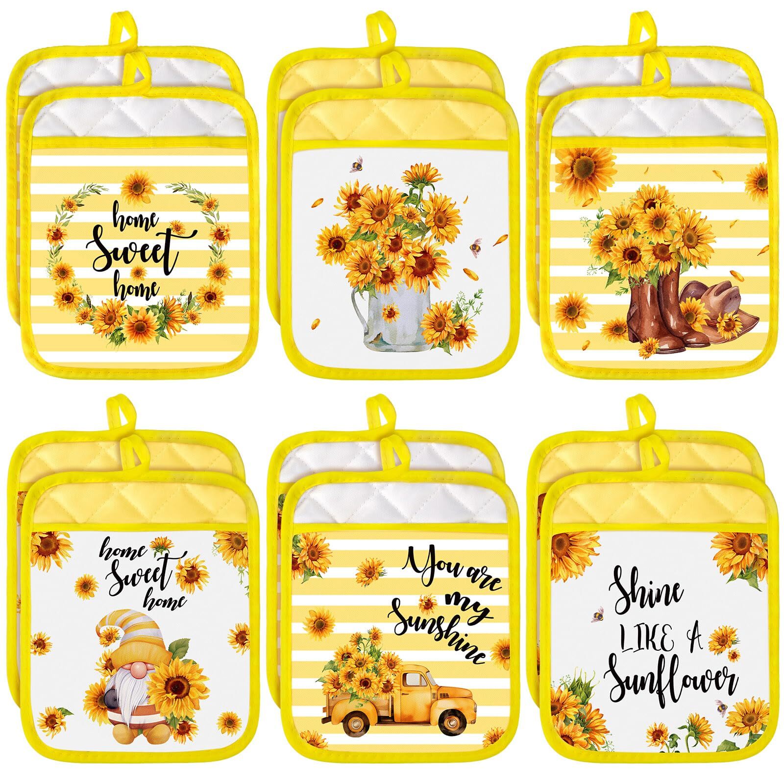 Sratte 12 Pcs Summer Sunflower Pot Holders with Pockets and Hanging Loops Hea... gallery