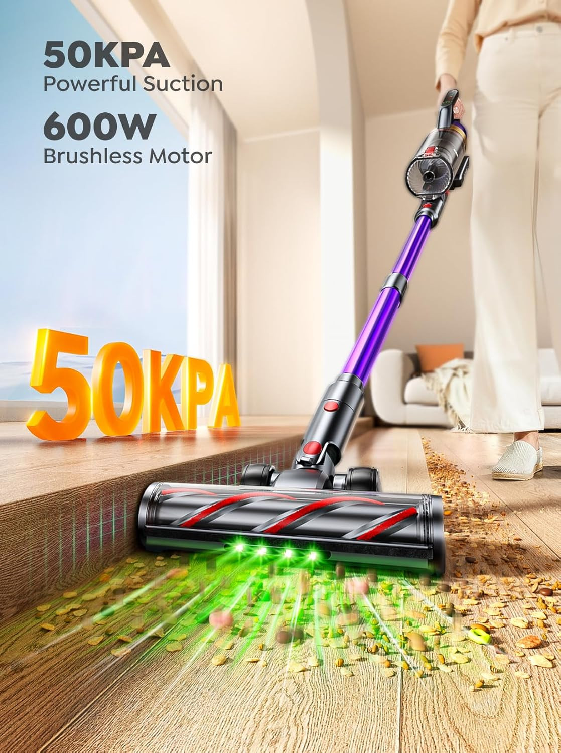 Powerful Cordless Vacuum Cleaner, 600W, 65 Mins, Anti-Tangle, Touch Screen gallery
