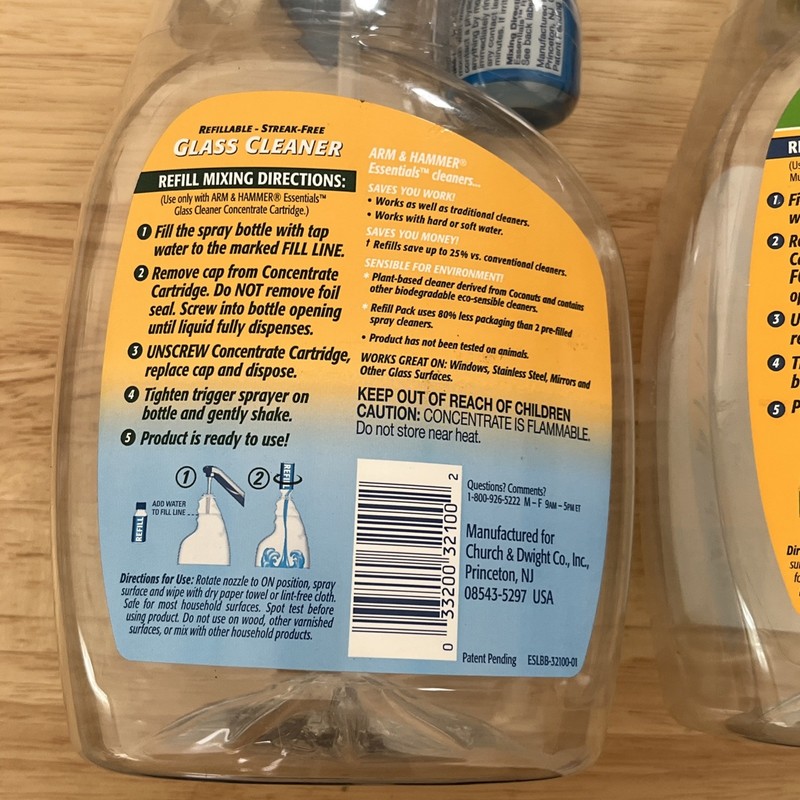 2 NEW Arm & Hammer Essentials Refillable Spray, Multi-Surface & Glass Cleaner gallery
