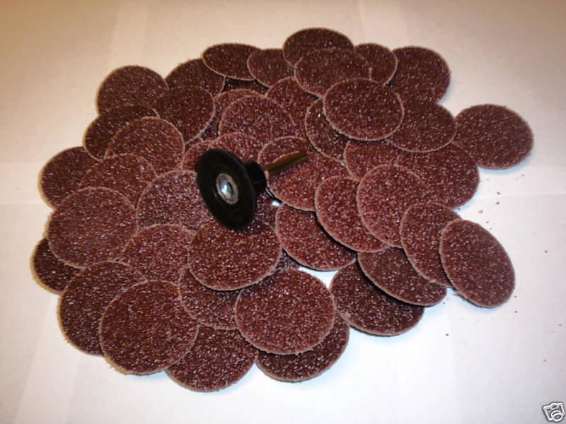 50 IIT 2" ROLL LOCK TWIST ON R TYPE SANDING ABRASIVE DISCS WITH MANDREL 80 GRIT gallery
