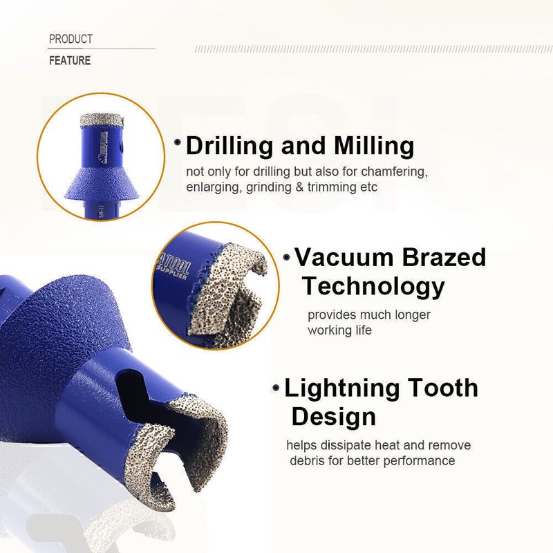 20mm Dry Diamond Chamfering Bit Tile Marble Cone Milling Bits Shape Beveling gallery
