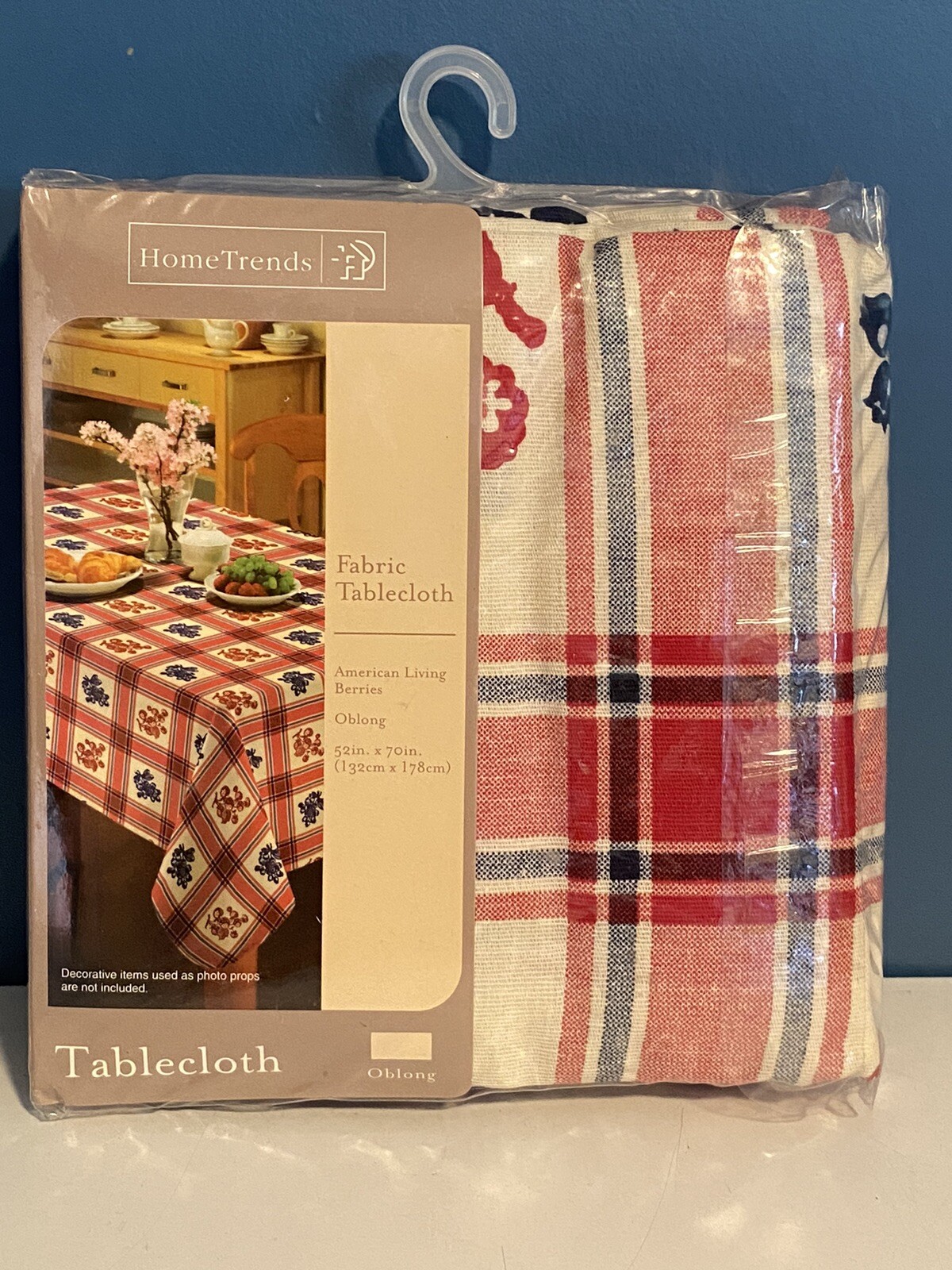 NEW Home Trends Tablecloth Fabric Oblong 52" X 70" American Berries Cottage Core gallery