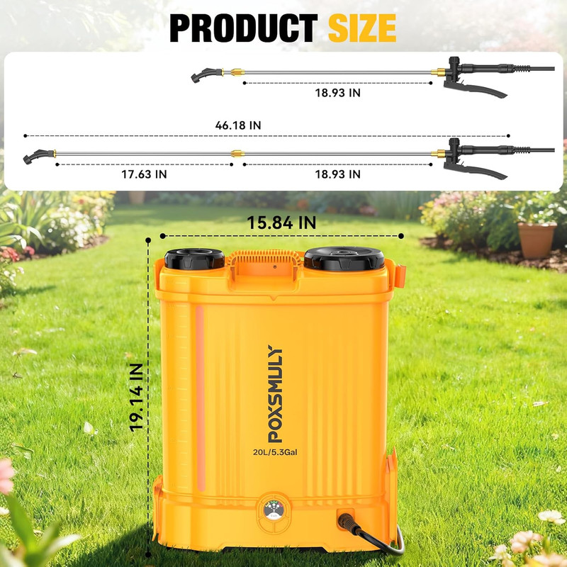 Battery Powered Backpack Sprayer for Dewalt 20V Max Battery, 5.3 Gallon, 100 PSI gallery