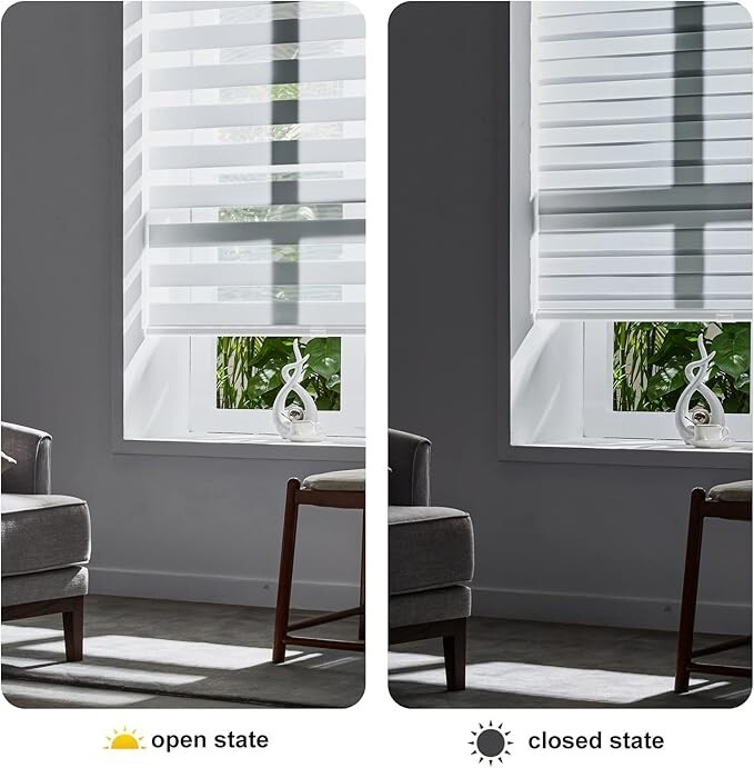 Custom Cordless Zebra Blinds for Windows Free-Stop Roller Windows Shades White gallery