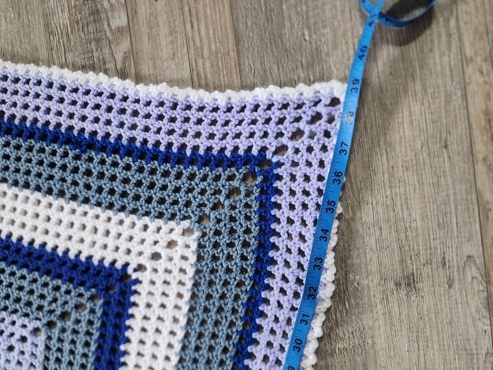 Handmade Granny Crochet Afghan Throw Blanket Blue Size 39 in x 37 in gallery