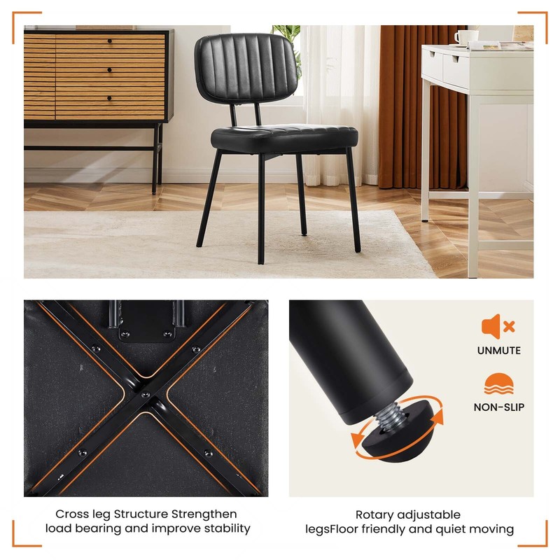 2 Pcs Set Compact Cute Modern Kitchen Dining Chair with Upholster Seat Soft Back gallery