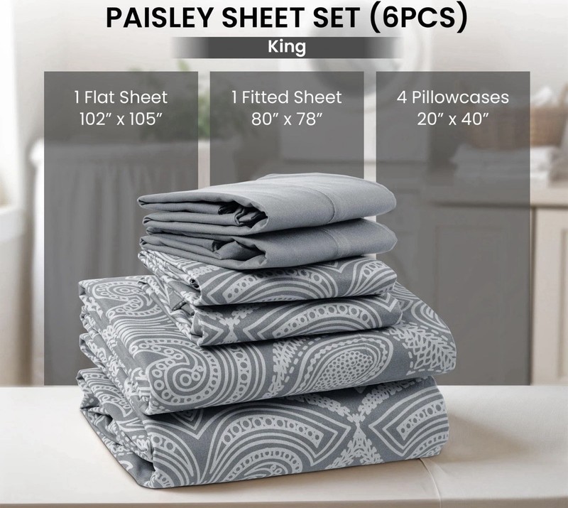 Lux Decor Collection Bed Sheets-6 Pc King Size Sheets-1800 Thread Count Brushed gallery