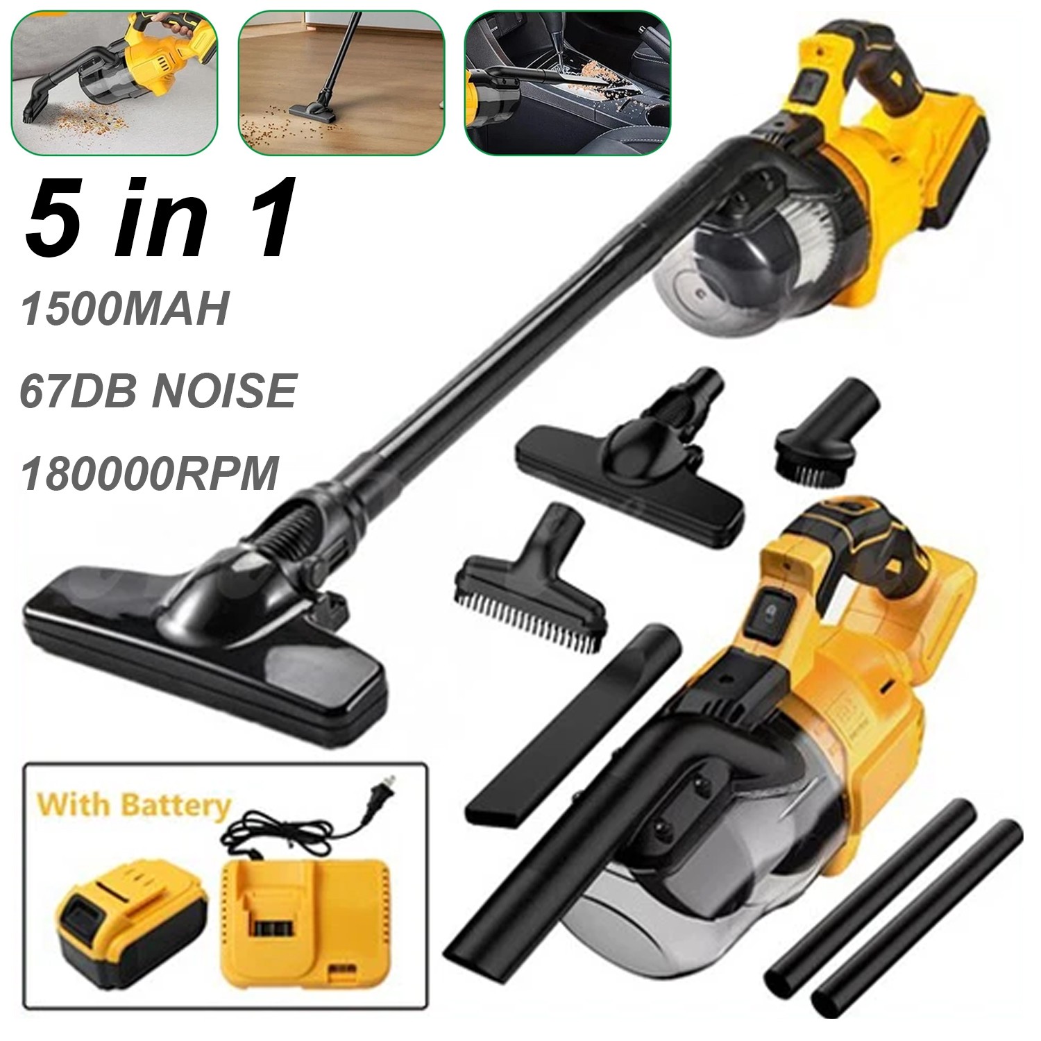 Cordless Handheld Vacuum Cleaner HEPA Filter Compatible W/ 20V Battery & Charger gallery