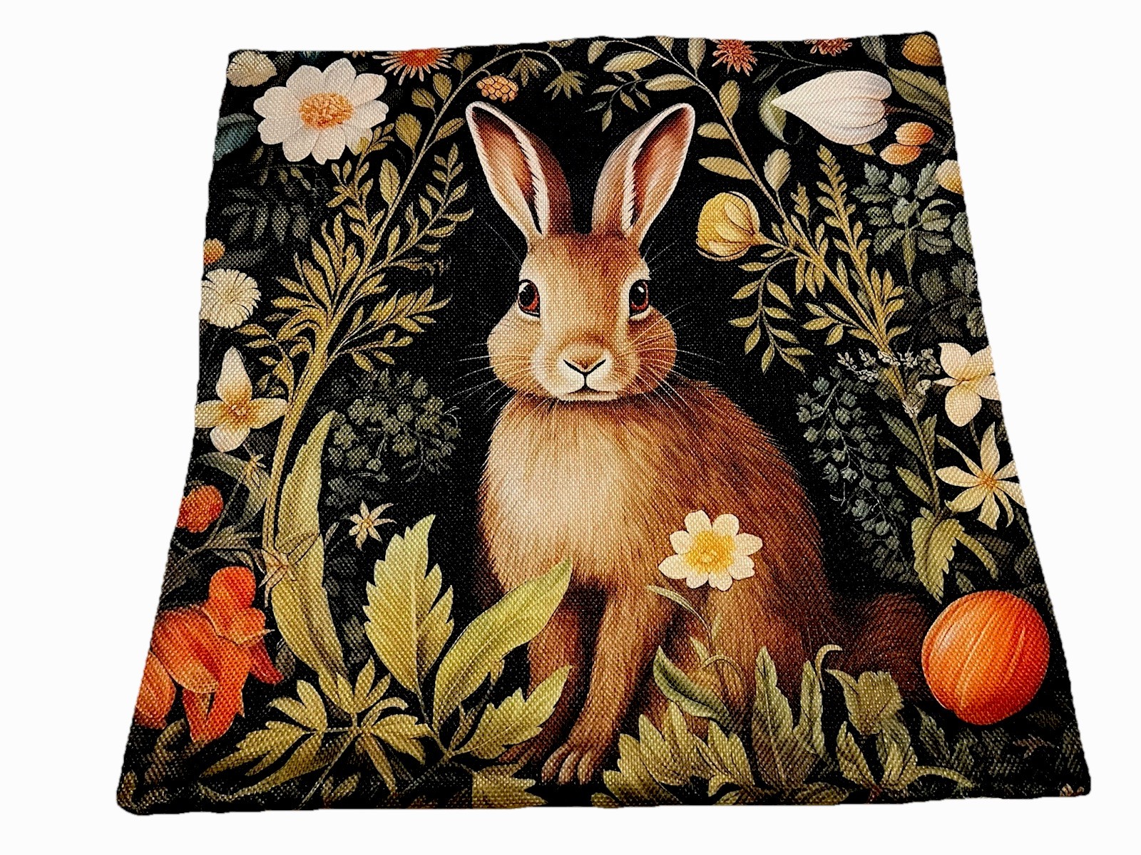 William Morris Abstract Floral Bunny Design Linen Throw Pillow Cover Home Decor gallery