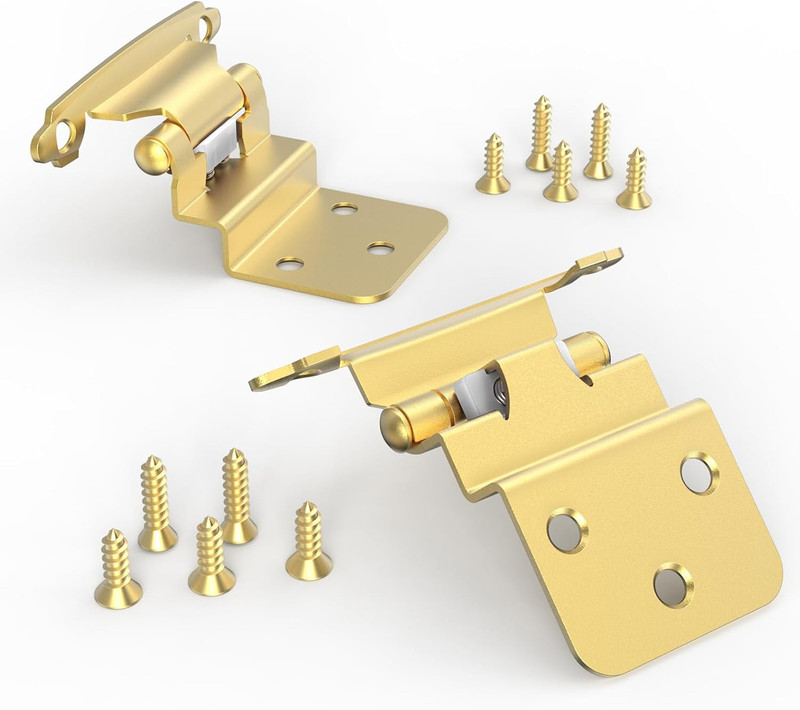 3/8" Self-Closing Cabinet Hinges 25 Pairs Brass Gold Finish Heavy Duty Kitchen D gallery