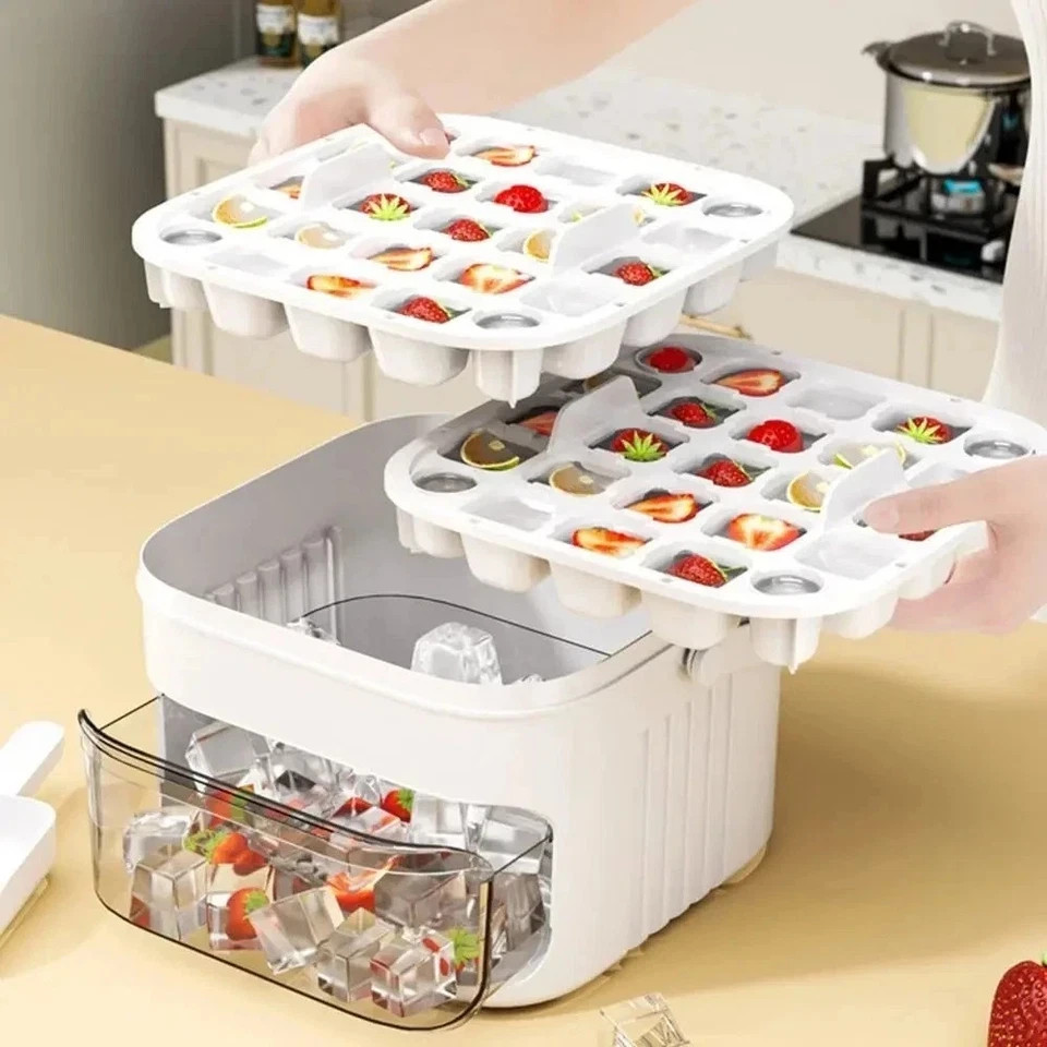 50 Cube Ice Maker Tray with Press Lid Double Layer Ice Box gallery