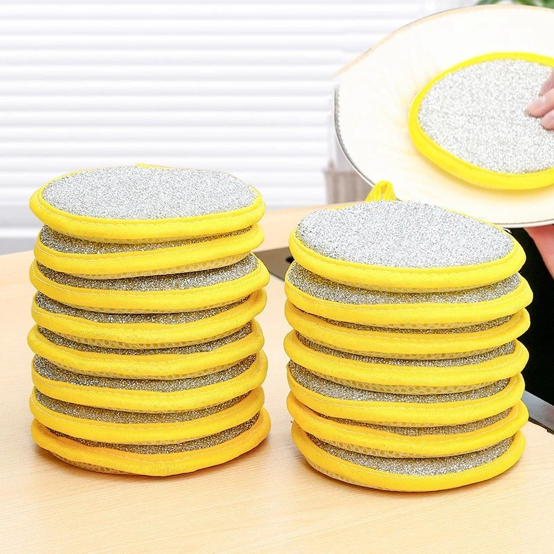 10 Pcs,Round Sponge Scrubber - Double-Sided Cleaning, Easy Stain Removal gallery