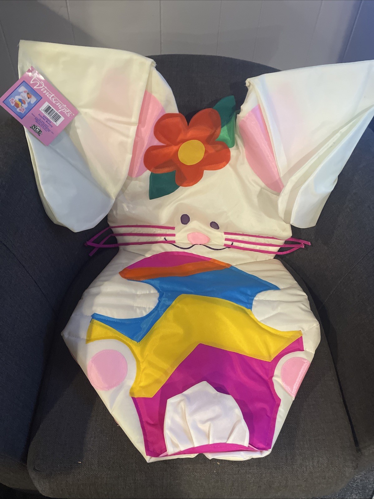 Easter Bunny Thick Sewn Weather Proof With Egg Porch Flag Holiday 26.5”x36” New gallery