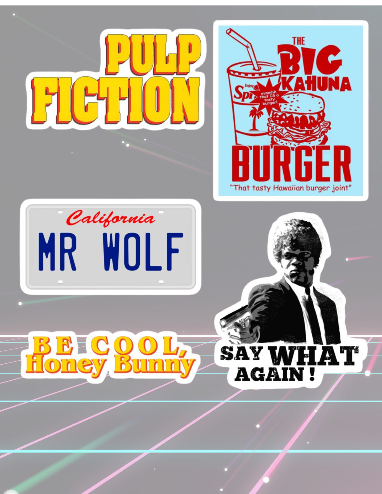 Pulp Fiction 90's 5pc Movie Sticker Pack gallery