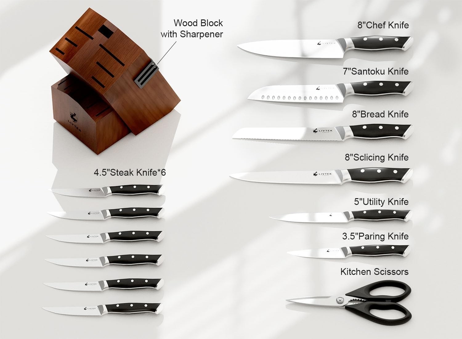 Statement Premium Quality 15-Piece Set with Block Natural Razor-Sharp gallery