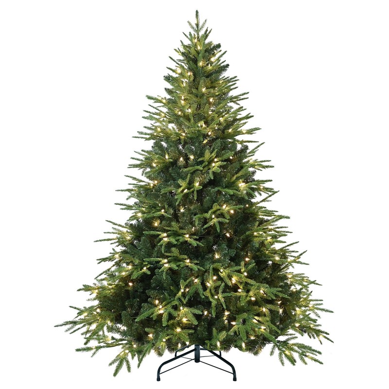 4-9FT Prelit Artificial Christmas Tree Realistic Fir PE PVC Xmas Tree with Stand gallery