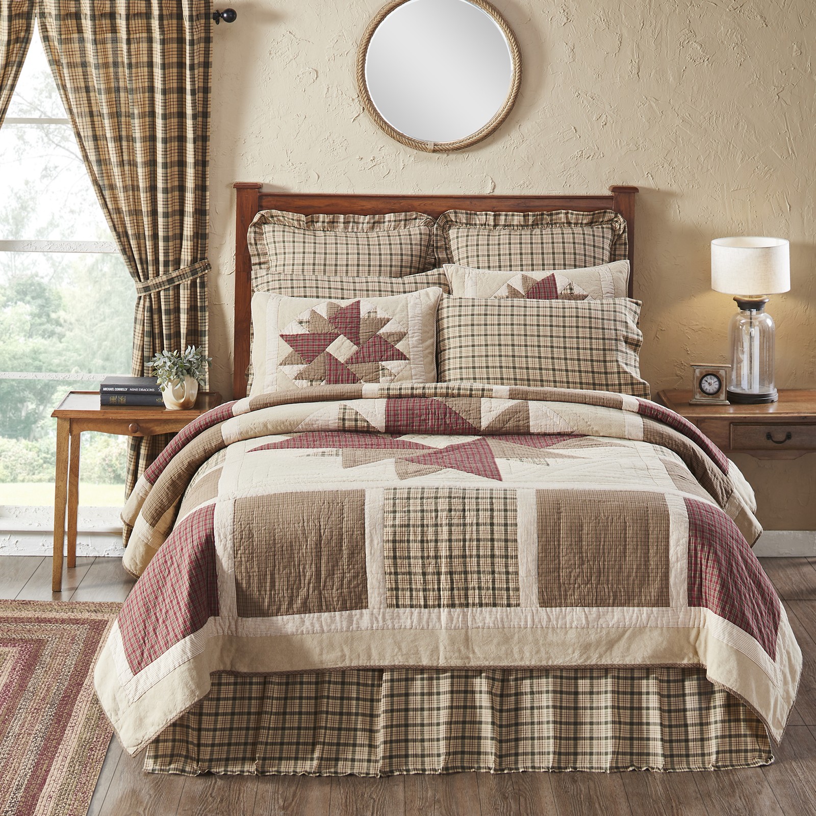 Primitive King Quilt Set Tan Cider Mill Cotton VHC Brands gallery