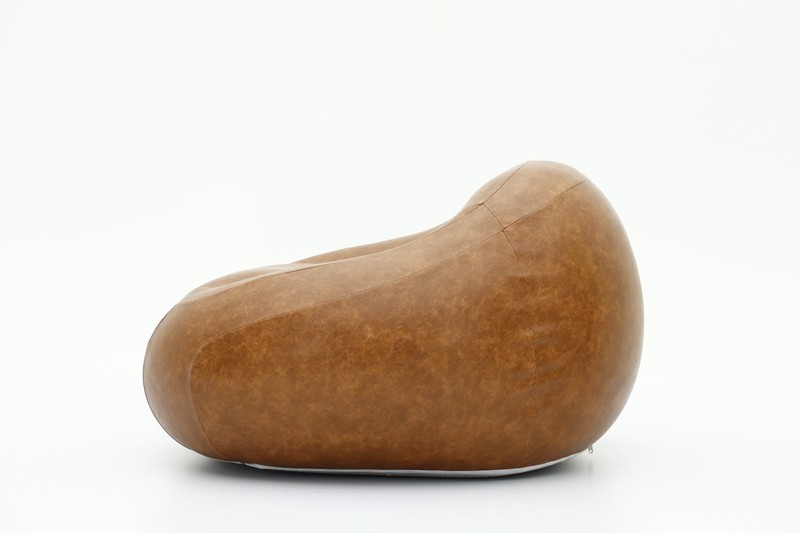Vintage Brown Leather Inflatable Lounge Chair Single Seater Sofa 46x44x27in Home gallery