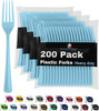 Party Solids Light Blue Plastic Forks 200 Pcs Light Blue Forks Disposable Utensi gallery