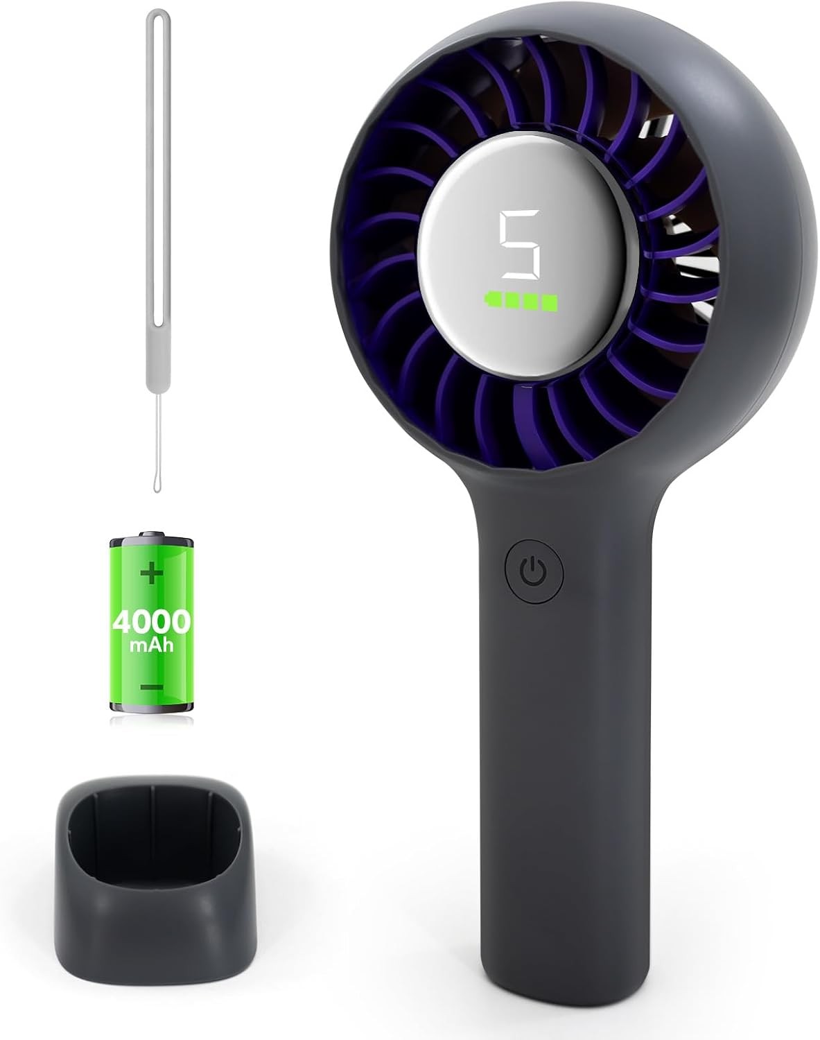 Portable Handheld Fan Rechargeable Personal Fan & Desktop W/ Base,5 Gear Wind gallery