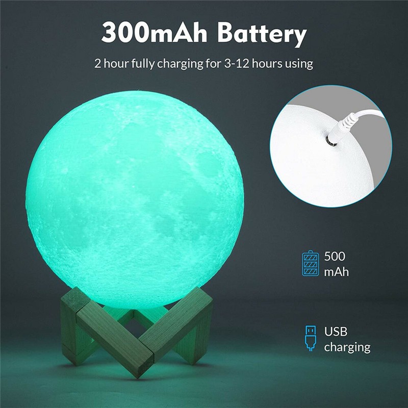 3D Printing Moon Galaxy Lamp Moonlight USB LED Night Light Touch Color Changing gallery
