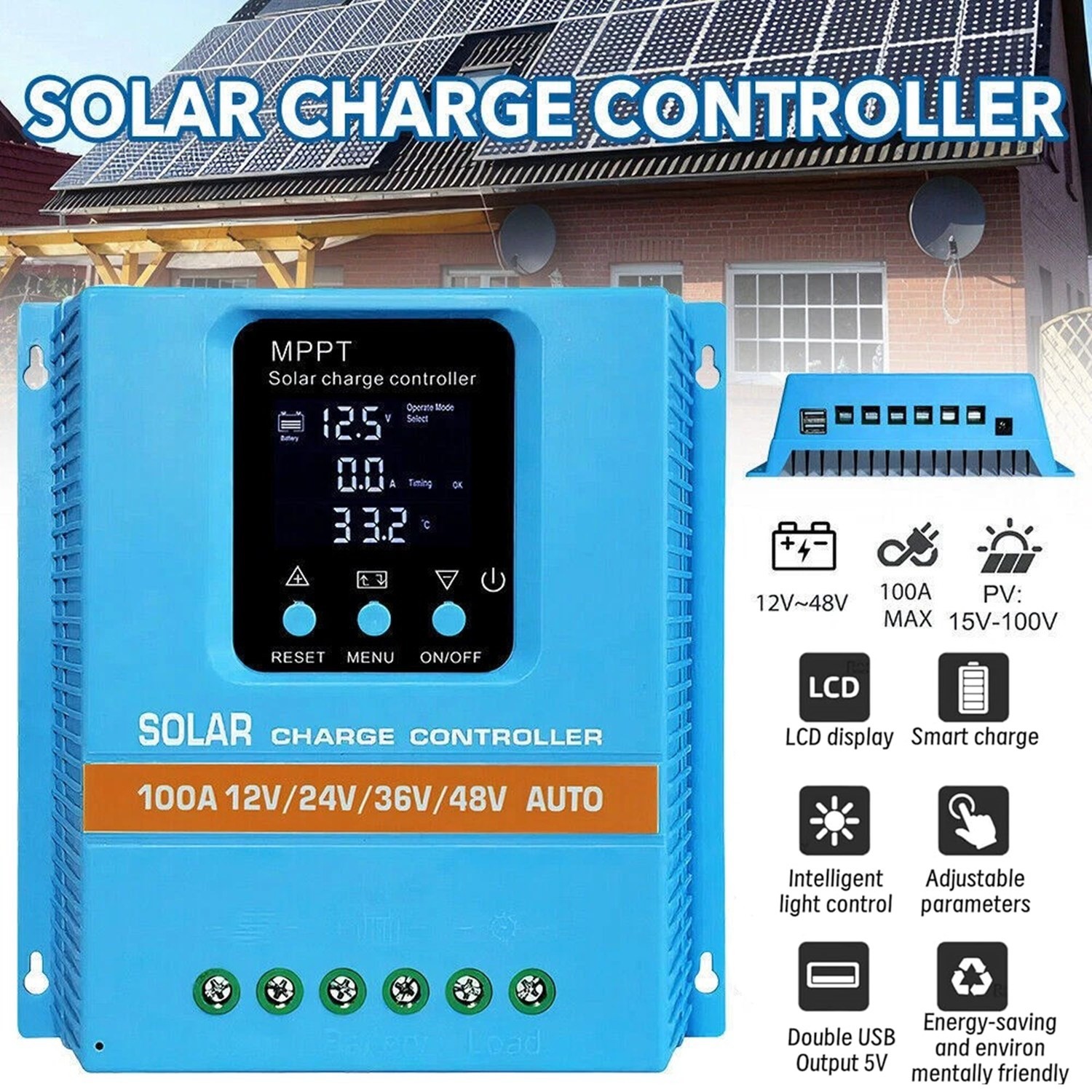 4800W 100A MPPT Solar Charge Controller 12V/24V/36V/48V Battery PV Regulator US gallery