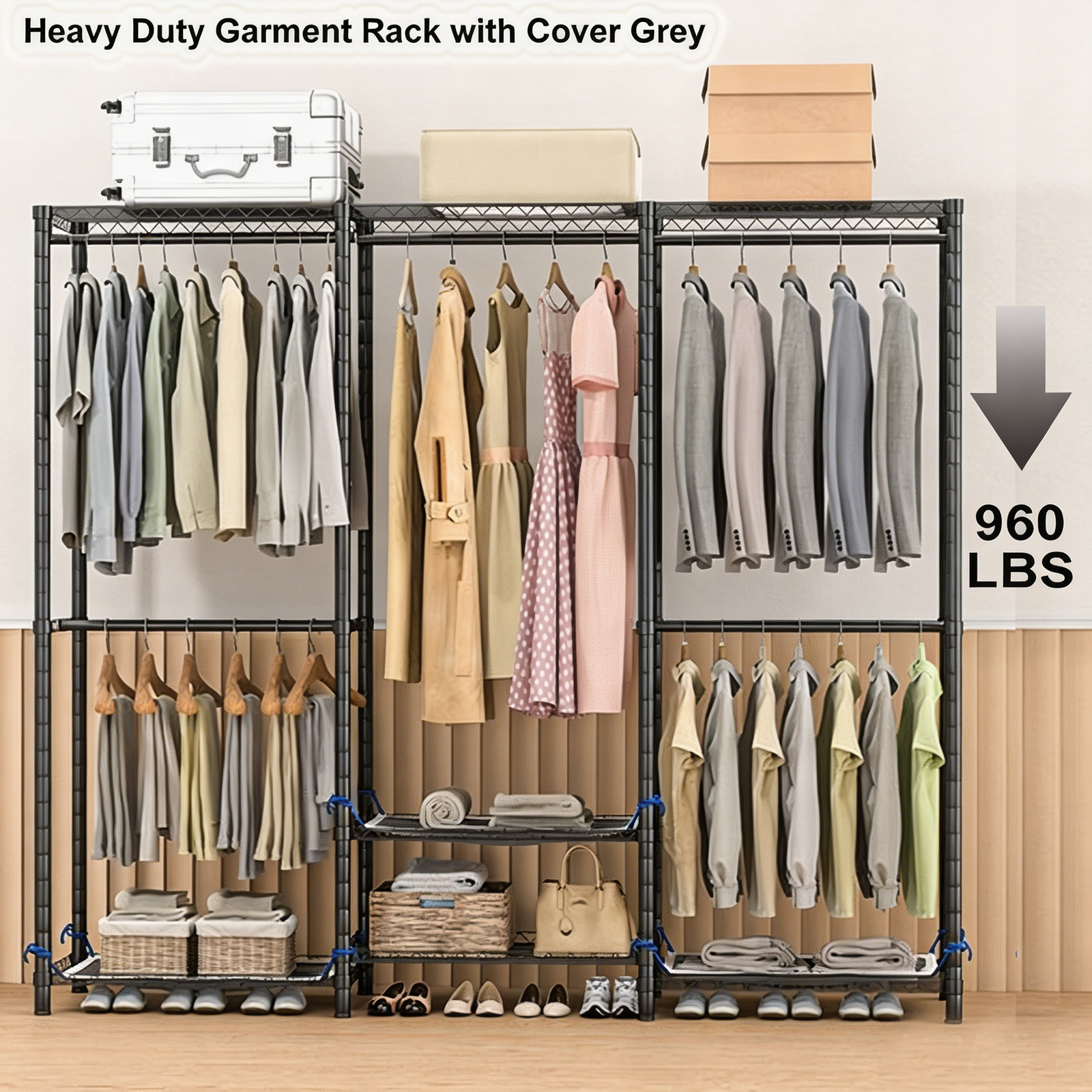 Garment Rack Hanging Rack Heavy Duty Clothes Rack Adjustable Closet Organizer gallery
