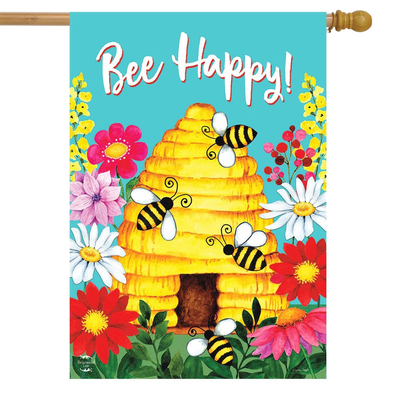 Briarwood Lane Bee Happy Hive Spring House Flag 28x40 gallery