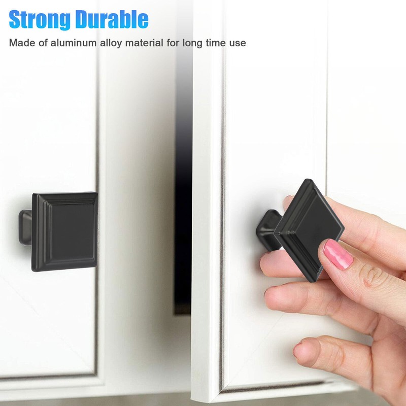 Black Square Cabinet Drawer Pull Knobs Handles for Kitchen Bathroom Hardware Lot gallery