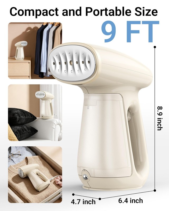Bear Steamer for Clothes, Handheld Clothes Steamer,1300W Compact, Beige gallery