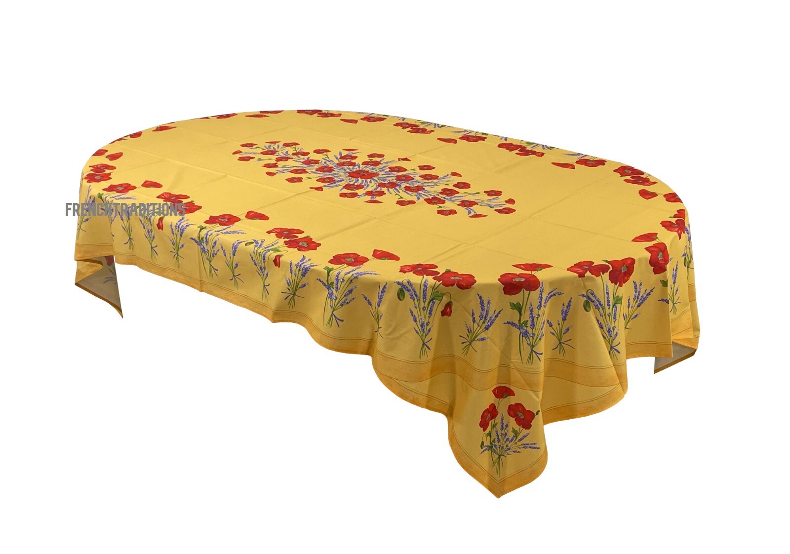French Provencal Coated Tablecloth Poppies & Lavender 59 X 98 Made In France gallery