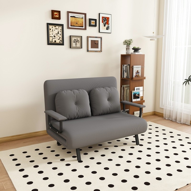 46" Wide Folding Sofa Bed 5-in-1 Convertible Chair for Two 5-Position Adjustable gallery