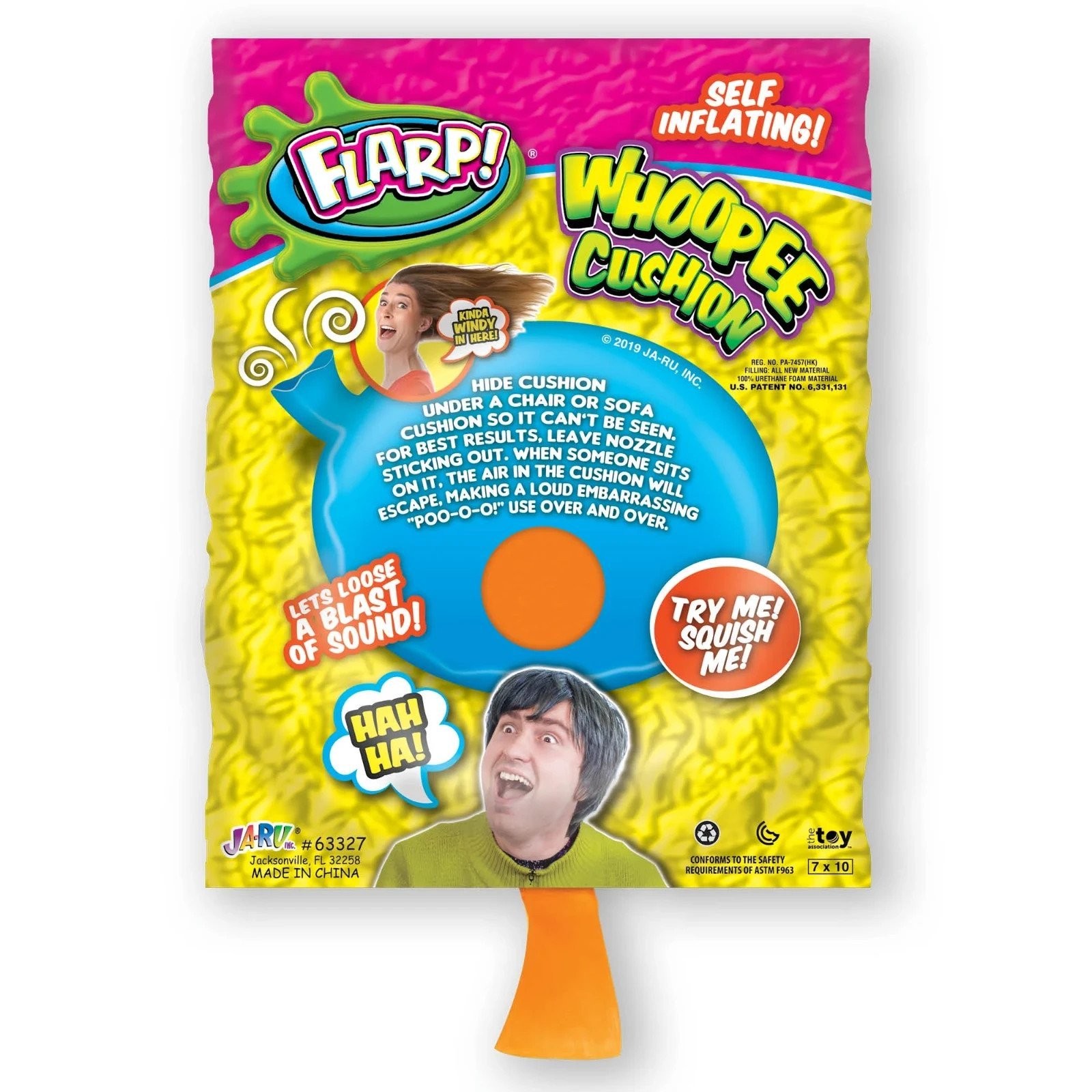 Flarp Self-Inflating Orange Whoopee Cushion, All ages, Party Gag Toy gallery