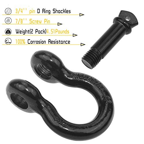 Shackles 3/4"(2 Pack) D-Ring Shackle Rugged 28.5 Ton (57,000 Lbs) Maximum gallery