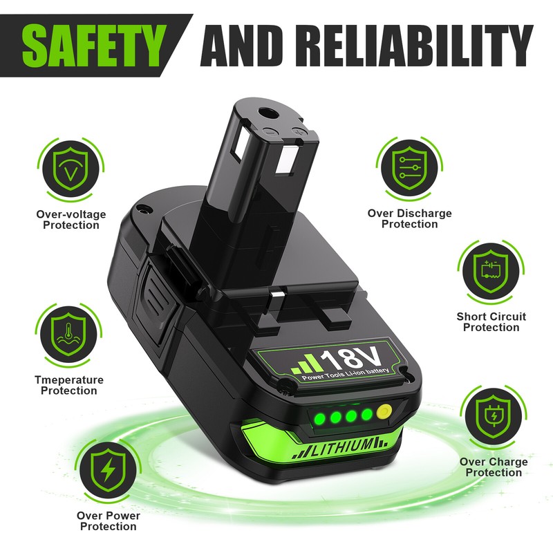 18 Volt P102 Lithium-Ion Battery replacement For Ryobi Pack 18V P108 P107 P103 gallery