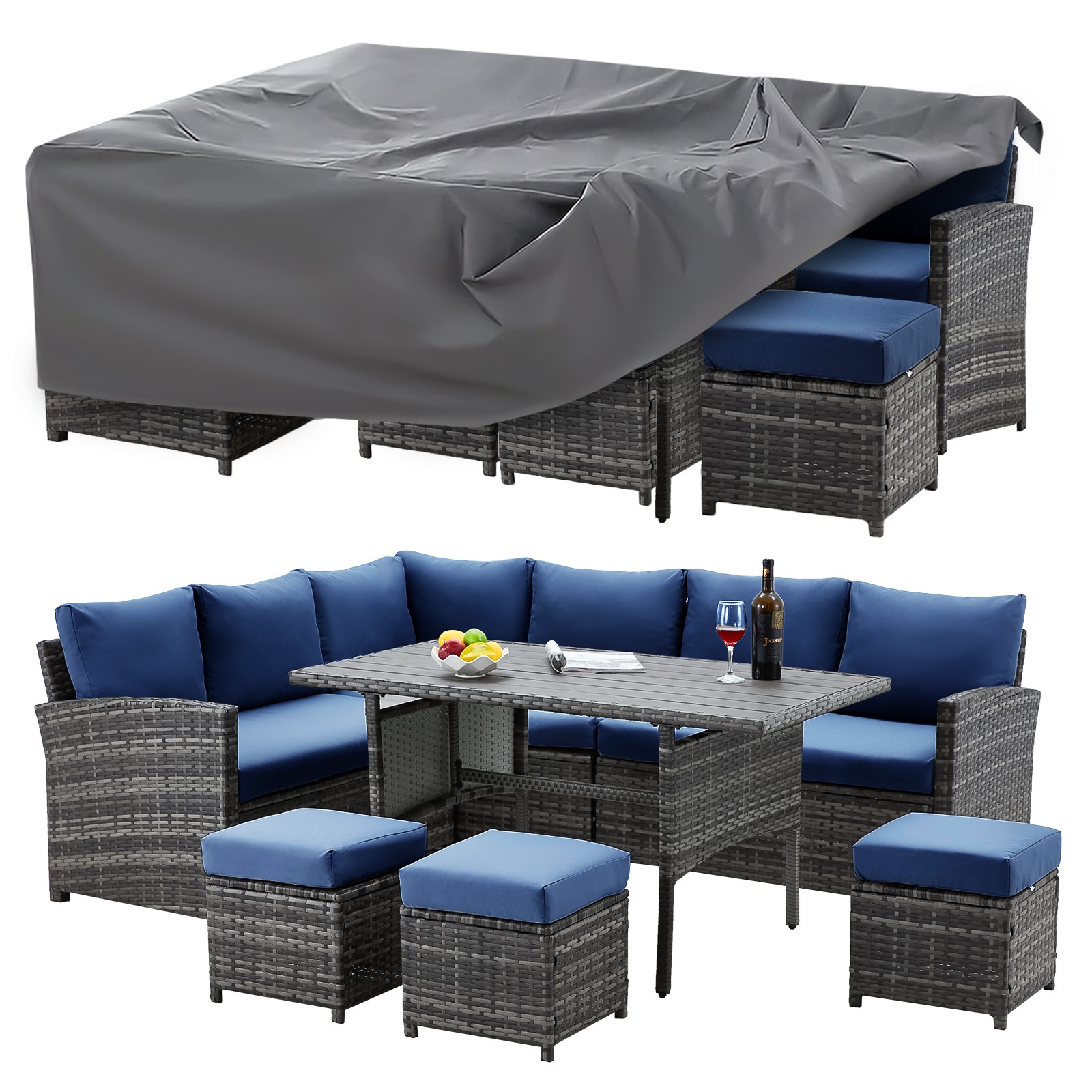 7 Piece Patio Wicker Set Sectional Rattan Sofa Conversation Outdoor Furniture gallery