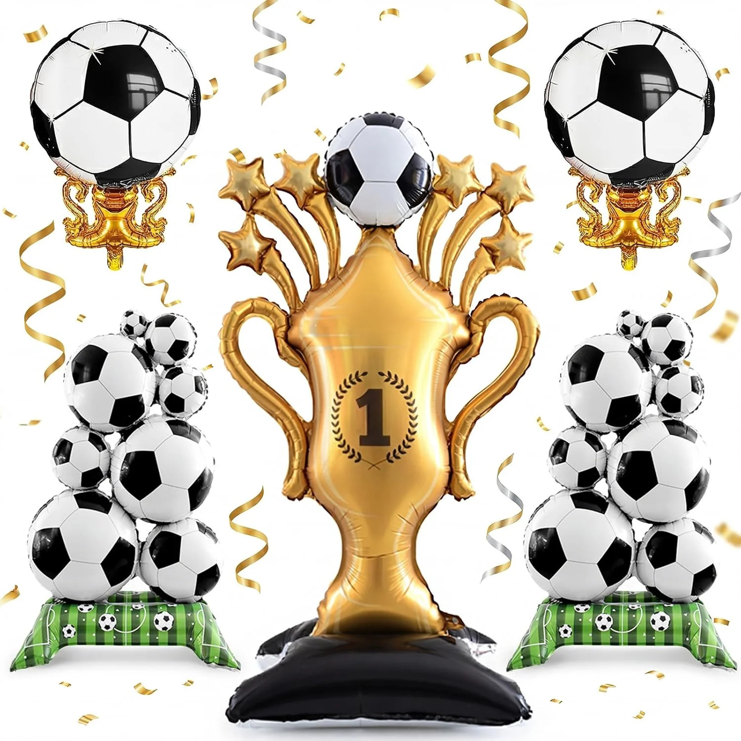 5 Pcs Soccer Balloons Party Decorations Set, Extra Large Trophy & World Cup Foil gallery